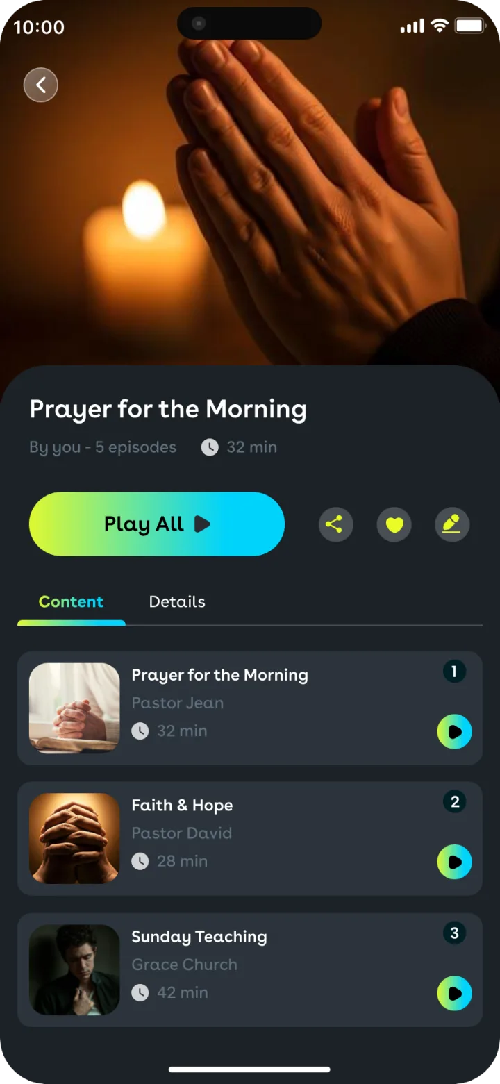 Écran d'une série dans l'application Yoka